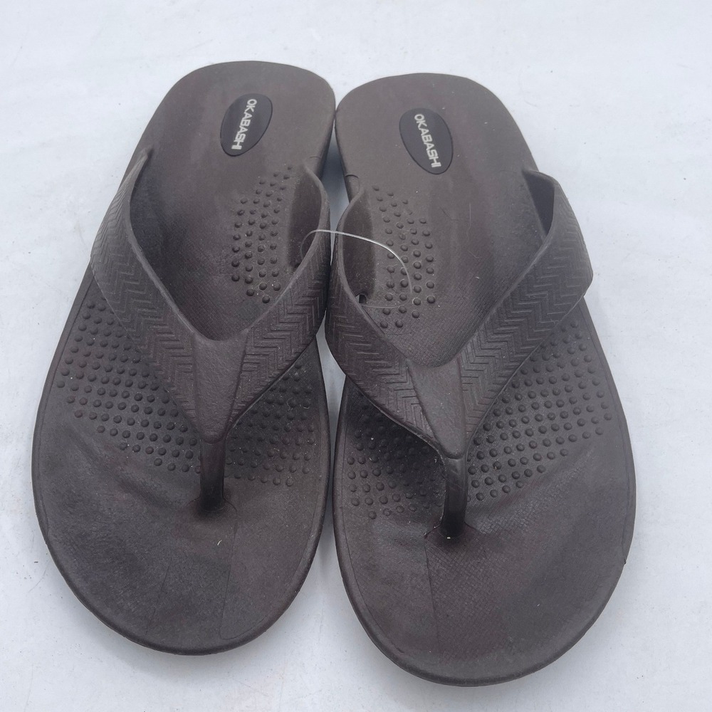 Okabashi Surf Flip Flop Sandals Brown Mens Size Large Made in USA Eco Friendly